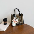 Bolso de PVC gris oscuro semitransparente con lindo estampado de mapache y asas negras - Estilo 1 (Estampado Mapache)