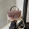 Retro tweekleurige crossbodytas met bloemenprint en gouden metalen gesp - Broken Wit