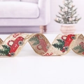 5cm linnen kerstlint met rode vrachtwagen en groene boom patroon voor feestversiering - Khaki Truck Stijl