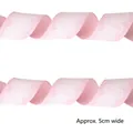 Pink ribbon with white lace floral pattern and wavy texture, width approx 5cm - 2m / Patterned Ribbon