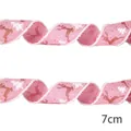 Pink Christmas burlap ribbon with white faux fur edges and reindeer prints, 7cm wide - 2m / Pink White Fur Edge Ribbon