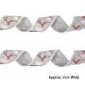 7cm wide Christmas ribbon with reindeer snowflake print and white fuzzy edges - 2m / Gray White Edge Ribbon