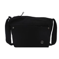 Bolso bandolera negro minimalista con correa ajustable y logo metálico M FASHION - Negro