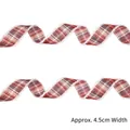 Red and black plaid Christmas ribbon with white faux fur edges, width 4.5cm - Light Checkered Fur Edge Ribbon
