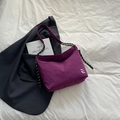 Sac fourre-tout en nylon violet avec corde décorative noire et blanche et sangle - Violet
