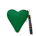 Sac à main vert en forme de cœur avec lanière imprimée LOVE colorée et cuir grainé - Vert