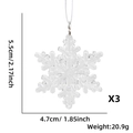 Lot de 3 ornements flocon de neige en acrylique transparent avec détails de dimensions - Flocon de Neige Hexagonal Transparent