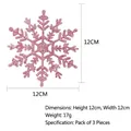 Detail of 12cm pink glitter snowflake ornament showing size markings and sparkly texture - Pink Snowflake