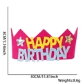 Dettaglio corona di compleanno in feltro rosa 30cm x 8cm per decorazioni da festa bimbi - Taglia unica / Cerchietto corona rosso rosa