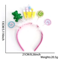 Detail shot of bear lollipop birthday headband showing 21cm width and 20.5g weight - One Size / Cake Bear Feather Headband