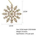 Sparkling gold plastic snowflake ornaments 12cm set of 3 for Christmas tree decor - Gold Snowflake