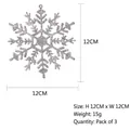 Three-piece pack of 12cm silver glitter snowflake ornaments for Christmas tree decor - Silver Snowflake