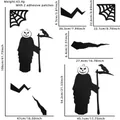 Halloween wall stickers set featuring grim reaper, pumpkin head, and crows silhouette - Pumpkin Head Scythe Style / Halloween Door Sticker