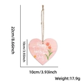Detail view of pink heart wooden plaque with floral pattern and 10cm size dimensions - Pink Wood Plaque Letter Style