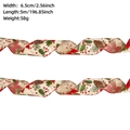 Cinta navideña de lino sintético de 6,5 cm con piñas, bayas rojas y texto Merry dorado - Largo-Caqui Piña