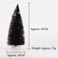Détail mini sapin de Noël noir avec hauteur de 25cm et socle rond en bois - Sapin de Noël Noir 25CM