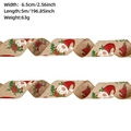 Christmas burlap ribbon with gnome pattern, 6.5cm wide for festive decoration - Long-Khaki Gnome