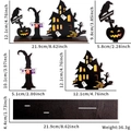 Décoration de table Halloween en bois avec maison hantée, citrouille et dimensions - Ornement de Château d'Halloween Style D