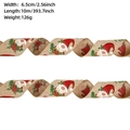Christmas gnome burlap ribbon 6.5cm wide with red flowers and snowflakes for crafts - Khaki Gnome / 10m