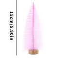 Mini pink sisal Christmas tree 15cm tabletop decoration with natural wooden base - 15cm Pink