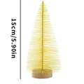 Miniature yellow Christmas pine tree with wooden base 15cm for holiday table decoration - 15cm Yellow