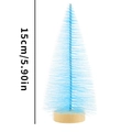 Blue mini sisal artificial Christmas tree with wooden base 15cm for desktop decor - 15cm Blue