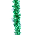 2M green tinsel garland with white snowflake accents for Christmas party decoration - Green Snowflake Tinsel Garland