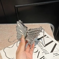 Elegant silver butterfly evening bag with sparkling rhinestones and metal chain strap - Silver Butterfly