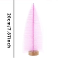 Pink 20cm mini bottle brush Christmas tree with natural wood base for holiday table decor - 20cm Pink