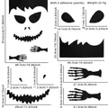 Black cartoon devil Halloween wall stickers set with monster face parts and bone hands - Demon Ghost Hands Style / Halloween Door Sticker