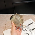Golden fish-shaped clutch bag with textured scales and detachable metal chain strap - Fish Gold