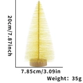 Yellow mini artificial Christmas tree with wooden base and dimensions shown on white background - 20cm Yellow