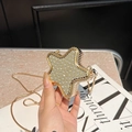 Chic star shaped evening bag with sparkling white rhinestones and gold chain strap - Star Gold