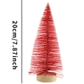Red sisal mini Christmas tree 20cm with natural wood base for holiday table decoration - 20cm Red