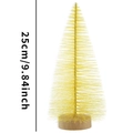 25cm tall yellow mini sisal pine tree with round wood base for Christmas decor - 25cm Yellow