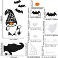 Halloween cartoon gnome felt wall sticker set with detailed dimension guide and bats - Halloween Rudolph Gnome Style