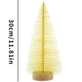 30cm mini pale yellow pine needle Christmas tree with circular wooden base ornament - 30cm Yellow