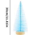 Light blue 30cm artificial pine needle Christmas tree with round wooden base - 30cm Blue