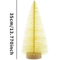 35cm pale yellow bottle brush Christmas tree with natural wood base for desk decor - 35cm Yellow