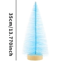 35cm light blue sisal Christmas tree with snow tips and a natural wood base - 35cm Blue