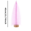 Pink sisal bottle brush Christmas tree with wooden base for holiday decor, 40cm height - 40cm Pink