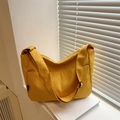 Borsa tote gialla minimalista di grande capacità con tracolla nera regolabile - Giallo