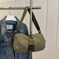 Olive green nylon crossbody bag with adjustable strap and buckle for casual fitness style - Green