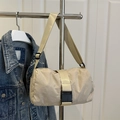 Minimalist beige oxford nylon crossbody toast bag with adjustable buckle strap for women - Khaki