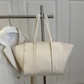 Grand sac cabas minimaliste blanc crème avec lettrage FASHION et doubles bandoulières - Blanc