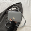 Borsa a sella grigio-blu con stella di strass e tracolla regolabile alla moda - Blu