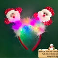 LED Christmas headband with Santa Claus figures, white feathers and colorful glowing lights - Santa Claus (With Lights + Feather)