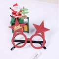 Detail of red glitter Christmas glasses with star and Merry Christmas text on frame - Red Star Glasses