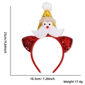 Cerchietto natalizio con Babbo Natale in paillettes oro e orecchie rosse, altezza 25cm - Cappello di Babbo Natale Dorato Orecchie Rosse