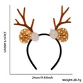 Cerchietto con corna di renna natalizia, orecchie marroni, pompon bianchi e misura 23x24cm - Corna Marroni Pompon Bianco